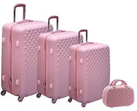Picture of JW Morano 6626 PPC Trolley Bag Set With Beauty Case Light Pink - 4 Pieces