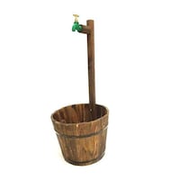 Picture of Lingwei Wooden Creative Flower Pot Stand with Water Tap, Brown