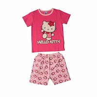 Picture of Alsanafer Kitty Print Kids Fashion Top and Short Set, R010, Pink