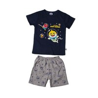 Picture of Alsanafer Shark Print Kids Fashion Top and Short Set, R028, Blue and Grey