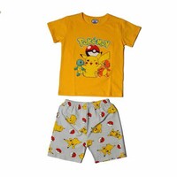 Picture of Alsanafer Pokémon Print Kids Fashion Top and Short Set, R033, Yellow and Grey