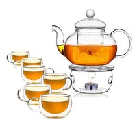 Picture of Li Ying Borosilicate Glass Tea Cups and Pot Set, Clear, 8 Pcs