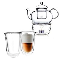 Picture of Li Ying Heat Resistant Insulated Glass Cups with Teapot, Clear, 4 Pcs