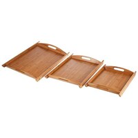 Picture of Li Ying Wooden Serving Tray Set, Brown, Set of 3 pcs