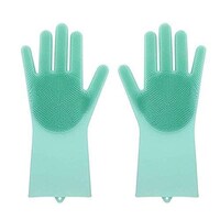 Picture of Magic Silicone Gloves with Wash Scrubber for Cleaning, Blue