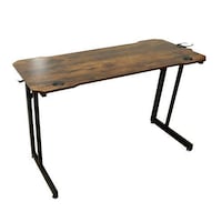 Picture of YATAI Z- Shaped Rustic Wood Table with Cup Holder & Headphone Hook