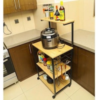 Picture of YATAI 4 Tier Wooden Rolling Storage Cart with Lockable Wheels