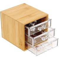 Picture of YATAI Bamboo &  Acrylic Finishing Cosmetic Storage Box, 3 Tier