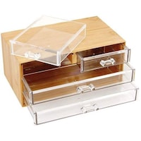 Picture of YATAI Bamboo &  Acrylic Finishing Cosmetic Storage Box, 4 Tier