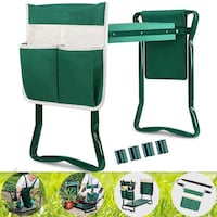 Picture of Hylan Folding Gardening Stool with 2 Large Tool Pouch, Green