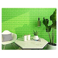 Picture of Mowa 3D Brick Pattern Wallpaper, 4 Pcs, Green