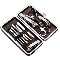 Picture of Quboo Manicure and Pedicure Nail Clipper Set, Brown, 12 Pcs