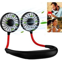 Picture of Quboo Adjustable 360° Rotatable Neck Band Fan, Black & Red