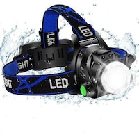 Picture of Quboo Waterproof USB Rechargeable Camping Headlamp, Black & Blue