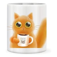 Picture of Cat with Coffee Design Coffee Mug, 325ml