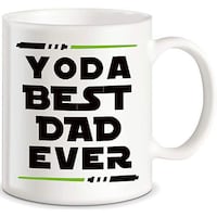 Picture of Yoda Best Dad Ever Design Coffee Mug, 325ml, Black & White