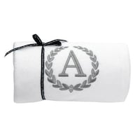 Picture of Cotton Center Embroidered Alphabet A Towel, White & Silver