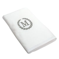 Picture of Cotton Center Embroidered Alphabet M Towel, White & Silver