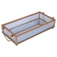 Picture of Cosmetics Glass Tray with Rope Handle, Clear and Gold