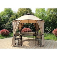 Picture of Fabric Outdoor Classic Gazebos With Curtain, Beige