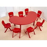 Picture of Xfun Kids Plastic C Shaped Table with 4 Chairs, Red