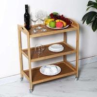 Picture of Yatai 3-Tier Rolling Storage Cart With Wheels & Adjustable Feet Kitchen Storage Trolley