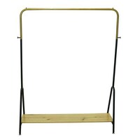 Picture of Yatai Heavy Duty Wooden Clothes Rack With Shelf, Gold & Black
