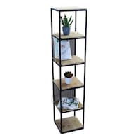 Picture of Yatai 6 Tiers Wooden Bookshelf with Metal Frame, Brown
