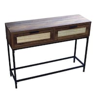 Picture of Yatai Wooden Computer Desk with Drawers, Brown