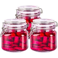 Picture of FUFU Airtight Glass Canister Set of 3 with Lids Food Storage Jar, 750ml