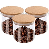 Picture of FUFU Glass Storage Jar, Kitchen Food Containers with Bamboo Lid, 3pack
