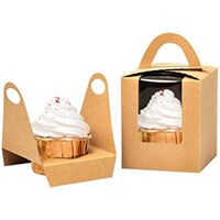 Picture of FUFU Kraft Cupcake Boxes with Window Insert, 12pack