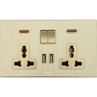 Picture of V-Max Double MF Socket with Switch & 2 USB Ports