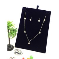 Picture of Sally Zirconia Coin Shaped Design With Pearl Necklace Set, Silver