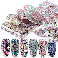 Picture of H Tenghoda Nail Foil Transfer Sticker, Retro Flowers, Pack of 10 Pcs