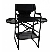Picture of Portable and Foldable Aluminium Makeup Chair with Side Tray, Black