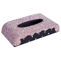 Picture of Crystal Beads Embellished Car Tissue Box Holder, Silver and Red