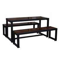 Picture of Outdoor Wooden Picnic Table with Bench, Dark Brown - 1.2M
