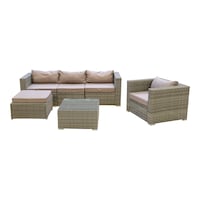 Picture of Swin Outdoor 5 Seater Rattan Sofa Set - Beige