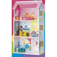 Picture of Beautiful And Fun Wooden Doll House, 8Pcs furniture Accesories Included, 3 Levels, 7135,  50x24x95 CM