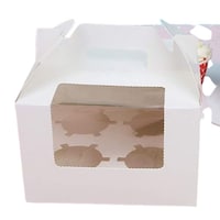 Picture of FUFU Cupcake Box with 4 Hole Inserts and Handle, Pack of 10Pcs