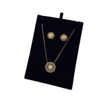 Picture of Sally Zirconia Pearl Center Circle Shaped Design Necklace Set, Gold