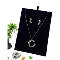 Picture of Sally Zirconia Olive Wreath Design Necklace Set, Silver