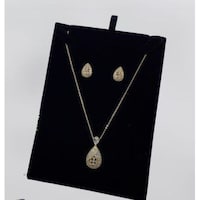 Picture of Sally Zirconia Briolette Shaped Modern Design Necklace Set