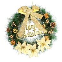 Picture of Christmas Artificial Floral Wreath Ornament Golden Color