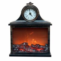 Picture of I-Power Electric Led Fireplace Lantern with Clock, Black