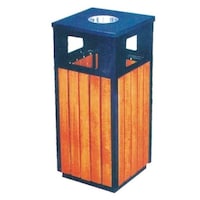 Picture of Outdoor Square Shaped Public Wood and Metal Trash Bin