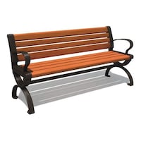 Picture of Galb Outdoor Wooden Bench Metal Garden 3 Seaters,  2034, 1.5M - Brown