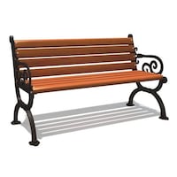 Picture of Galb Outdoor Garden Wooden Bench and Metal Curve Handle, 3 seaters,  150cm, Model 2083