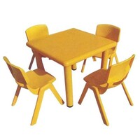 Picture of Children Preschool Square Shaped Table and 4 Chairs Set 7039, 704428, Yellow, 28cm